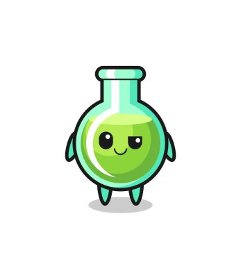 Laboratuar beherleri karikatürü kibirli bir ifadeyle tişört, etiket, logo elementi için şirin bir tasarım.