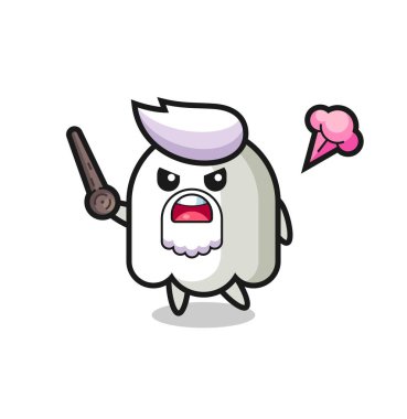 Şirin hayalet dedem sinirlenmeye başladı. Tişört, çıkartma, logo elementleri için şirin bir tasarım.