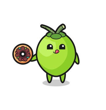 Bir hindistan cevizi karakterinin çörek yemesi.