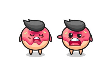 İki tatlı donut karakteri arasındaki tartışmanın gösterimi