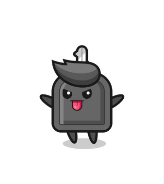 Alaycı poziyondaki yaramaz araba anahtar karakteri, tişört, çıkartma, logo ögesi için şirin tarz tasarımı