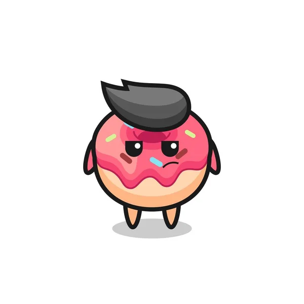 Lindo Personaje Donut Con Expresión Sospechosa — Vector de stock