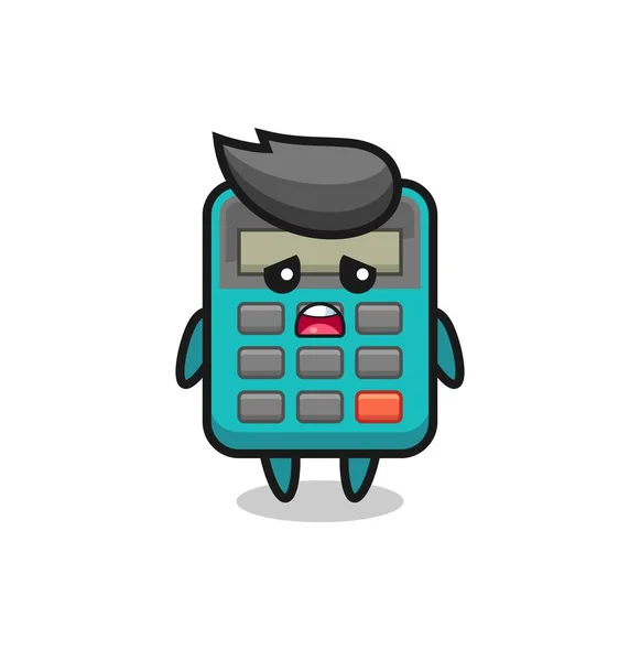 Teleurgestelde Uitdrukking Van Calculator Cartoon Leuke Stijl Ontwerp Voor Shirt — Stockvector