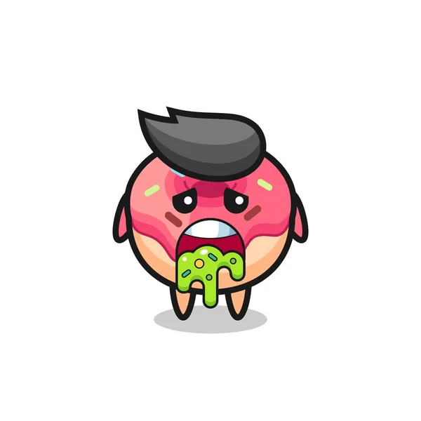 Personagem Bonito Donut Com Vômito —  Vetores de Stock