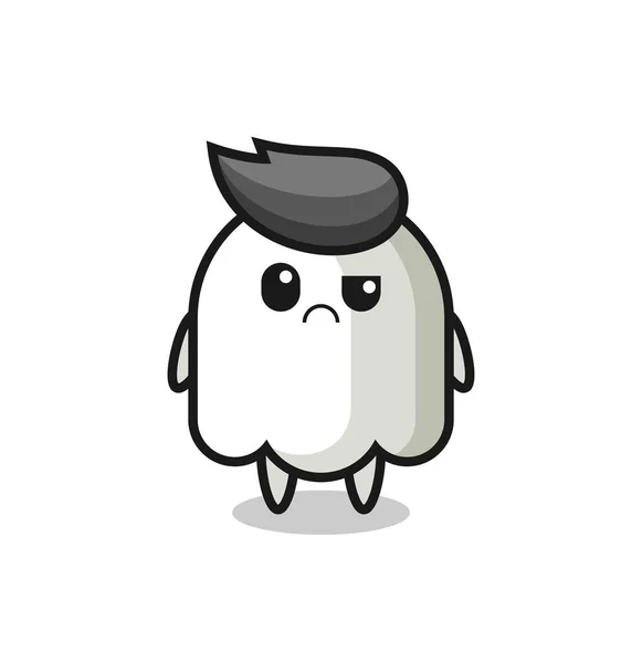 Mascot Ghost Sceptical Face Cute Style Design Shirt Sticker Logo — Stock Vector