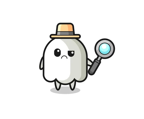 Mascota Del Fantasma Lindo Como Detective Diseño Estilo Lindo Para — Archivo Imágenes Vectoriales