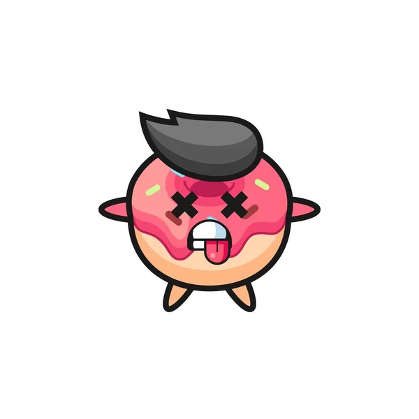 Personagem Donut Bonito Com Pose Morta —  Vetores de Stock