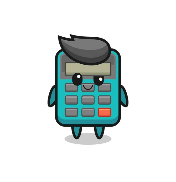 Calculator Cartoon Arrogant Expression Cute Style Design Shirt Sticker Logo — Stock Vector