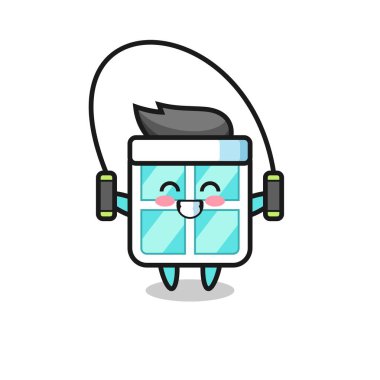 Pencere karakterli ip atlama, tişört, etiket, logo ögesi için şirin bir tasarım