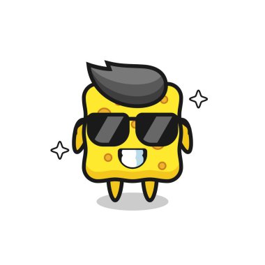 Havalı jestli süngerin çizgi film maskotu, tişört, çıkartma, logo elementi için şirin bir tasarım.