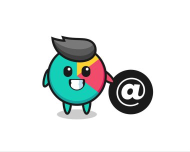 Sembolün yanında duran çizgi film çizimi t-shirt, etiket, logo ögesi için şirin bir tasarım.