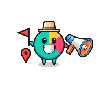 Tur rehberi olarak karakter karikatürü, tişört, etiket, logo elemanı için şirin bir tasarım.