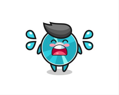 Ağlama hareketli optik disk çizimi, tişört, etiket, logo elementi için şirin tasarım