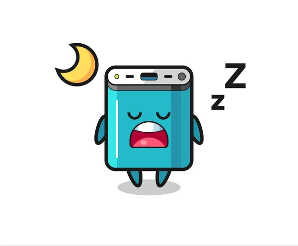 Power Bank Character Illustration Sleeping Night Cute Style Design Shirt — Stock Vector