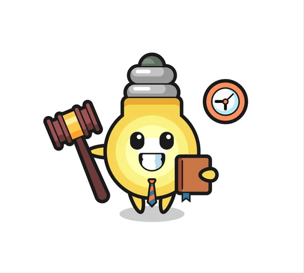 Mascot Cartoon Light Bulb Judge Cute Style Design Shirt Sticker — Stock Vector