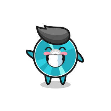 Optik disk çizgi film karakteri dalga el hareketi yapıyor. Tişört, çıkartma, logo elementi için şirin bir tasarım.