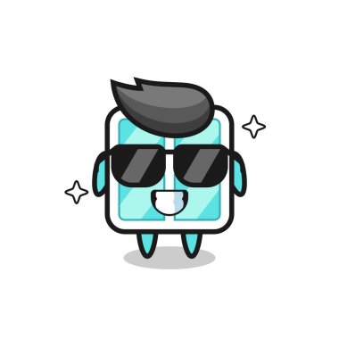 Havalı jestli çizgi film maskotu, tişört, etiket, logo elementi için şirin tasarım.