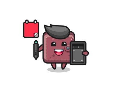 Deri cüzdan maskotunun grafik tasarımcısı olarak tasviri