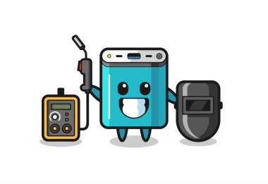 Güç bankasının karakteristik maskotu. Tişört, çıkartma, logo elementi için sevimli bir tasarım.