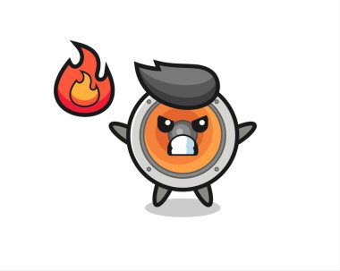 Sinirli jestli hoparlör karakteri çizgi filmi, tişört, çıkartma, logo elemanı için şirin bir tasarım.