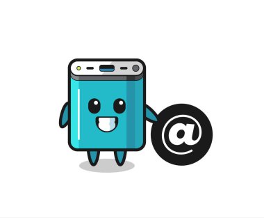 Güç bankasının çizgi film çizimi sembol, tişört, çıkartma, logo elementi için şirin bir tasarım.