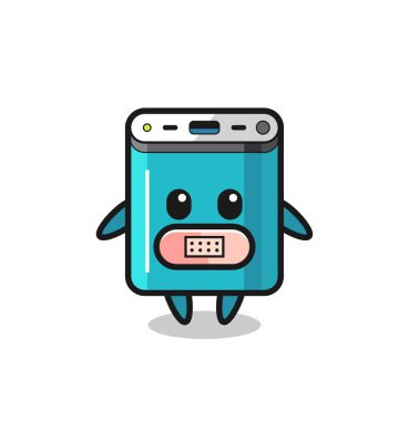 Ağzı bantlı güç bandının çizgi film çizimi, tişört, çıkartma, logo elementi için şirin bir tasarım.