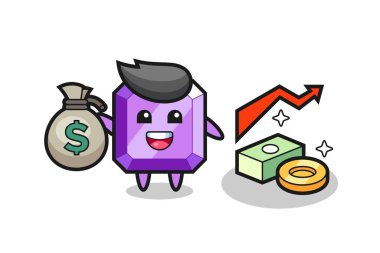 Mor Mücevher Çizim Çizgi Filmi Para Torbası, Tişört, çıkartma, logo elementi için şirin bir tasarım