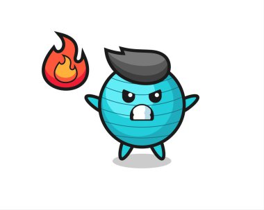 Kızgın jestli spor topu karakteri çizgi filmi, tişört, çıkartma, logo elementi için şirin tasarım.