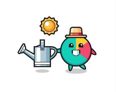 Çizgi film karakteri elinde sulama kutusu, tişört, etiket, logo elementi için şirin tasarım