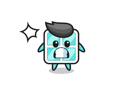 Pencere karakteri çizgi filmi şok edici bir jest, tişört, etiket, logo ögesi için şirin bir tasarım.