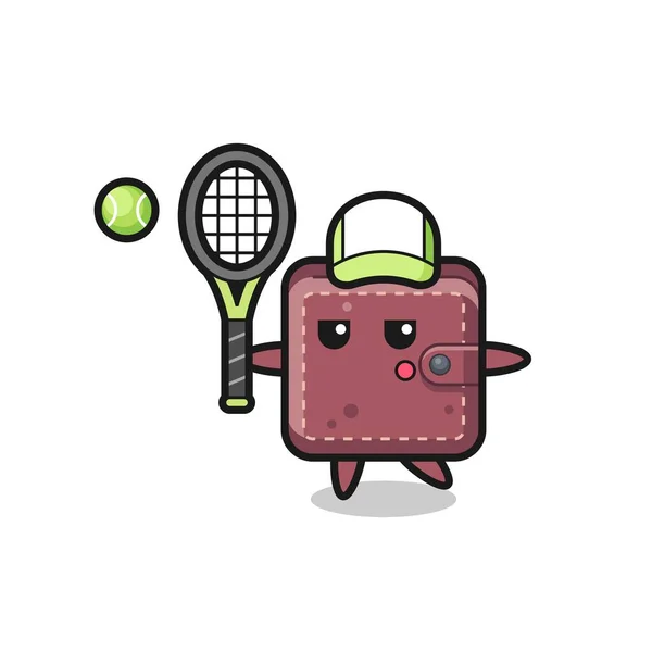 Cartoon Character Leather Wallet Tennis Player — Stock Vector