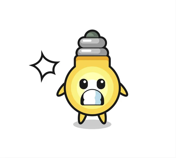 Ampoule Personnage Dessin Animé Avec Geste Choqué Conception Style Mignon — Image vectorielle