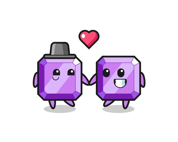 Roxo Gemstone Desenho Animado Personagem Casal Com Queda Gesto Amor —  Vetores de Stock