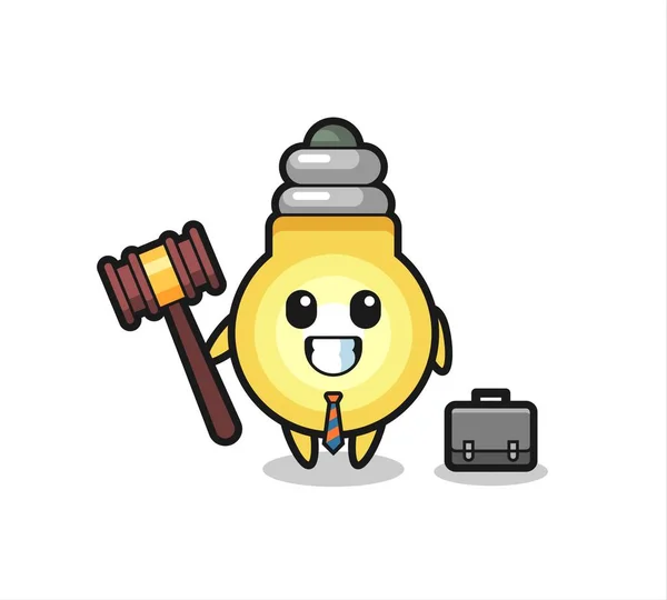 Illustration Light Bulb Mascot Lawyer Cute Style Design Shirt Sticker — Stock Vector