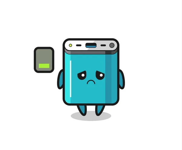 Power Bank Mascot Character Doing Tired Gesture Cute Style Design — Stock Vector