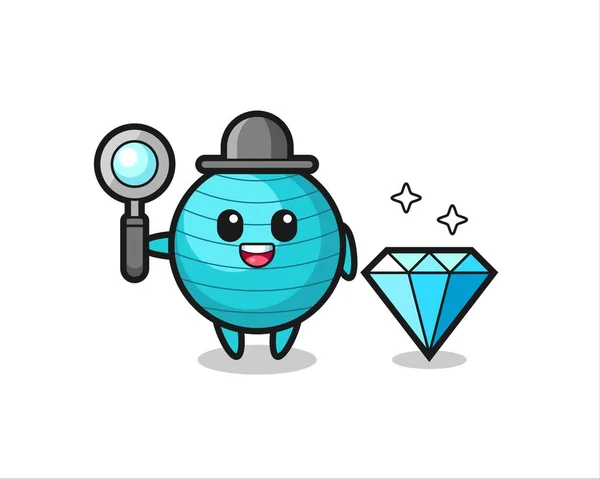 Ilustração Personagem Bola Exercício Com Diamante Design Estilo Bonito Para — Vetor de Stock