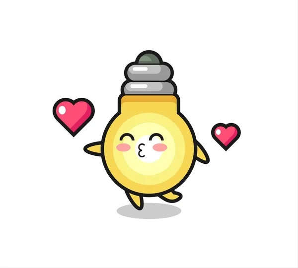 Light Bulb Character Cartoon Kissing Gesture Cute Style Design Shirt — Stock Vector