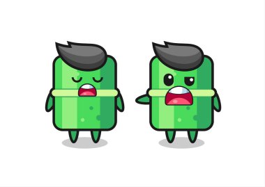 Tişört, çıkartma ve logo elementleri için şirin bir tasarım olan iki tatlı bambu karakter arasındaki tartışmanın gösterimi