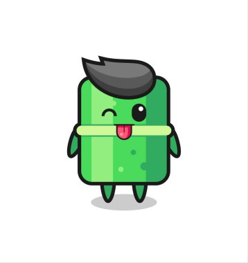 Dilini çıkarırken tatlı bir bambu karakteri, tişört, çıkartma, logo elementi için şirin bir tasarım.