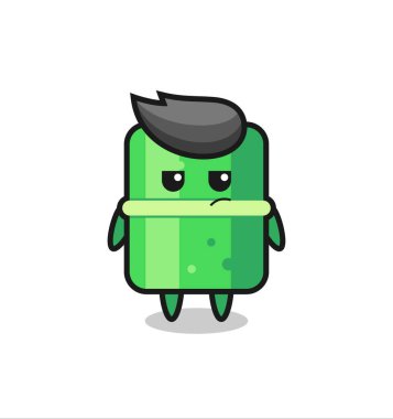 Şüpheli ifadeli sevimli bambu karakter, tişört, etiket, logo elementi için şirin tasarım.