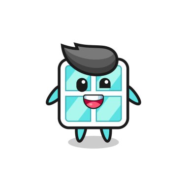 Garip pozları olan bir pencere karakterinin tasviri, tişört, etiket, logo ögesi için şirin bir tasarım