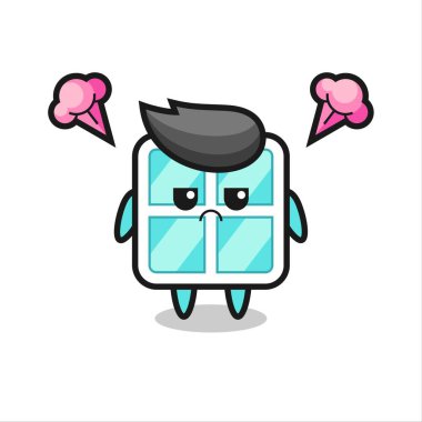 Şirin pencere çizgi film karakterinin rahatsız edici ifadesi, t-shirt, etiket, logo ögesi için şirin tarz tasarımı