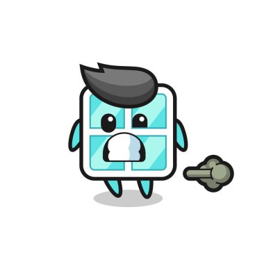 Pencere karikatürünün osurması, tişört, çıkartma, logo elementi için şirin bir tasarım.