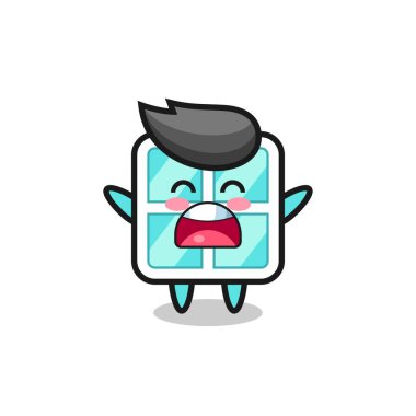 Esneme ifadesi olan sevimli bir pencere maskotu, tişört, çıkartma, logo ögesi için şirin bir tasarım.