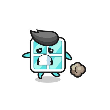 Korku içinde çalışan pencerenin çizimi, t-shirt, etiket, logo ögesi için şirin bir tasarım