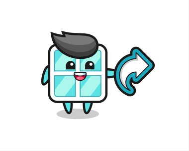 Şirin pencere tutma sosyal medya paylaşım sembolü, t-shirt, etiket, logo ögesi için şirin biçim tasarımı