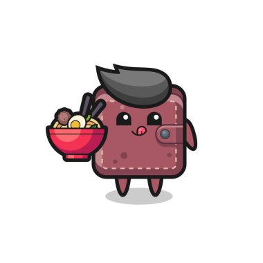 Şirin deri cüzdan yiyen, şehriye yiyen, tişört, çıkartma, logo elementi için şirin bir tasarım.