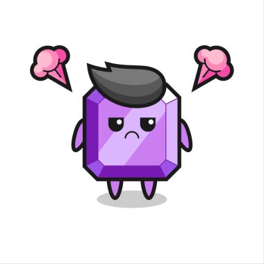 Şirin mor değerli çizgi film karakterinin rahatsız edici ifadesi, tişört, etiket, logo elementi için şirin bir tasarım.