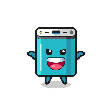 Şirin güç bankasının korku hareketi, tişört, çıkartma, logo elementi için şirin bir tasarım sergilemesi.