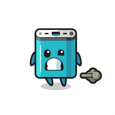 Güç bankası çizgi filminin osurması, tişört, çıkartma, logo elementi için şirin bir tasarım.